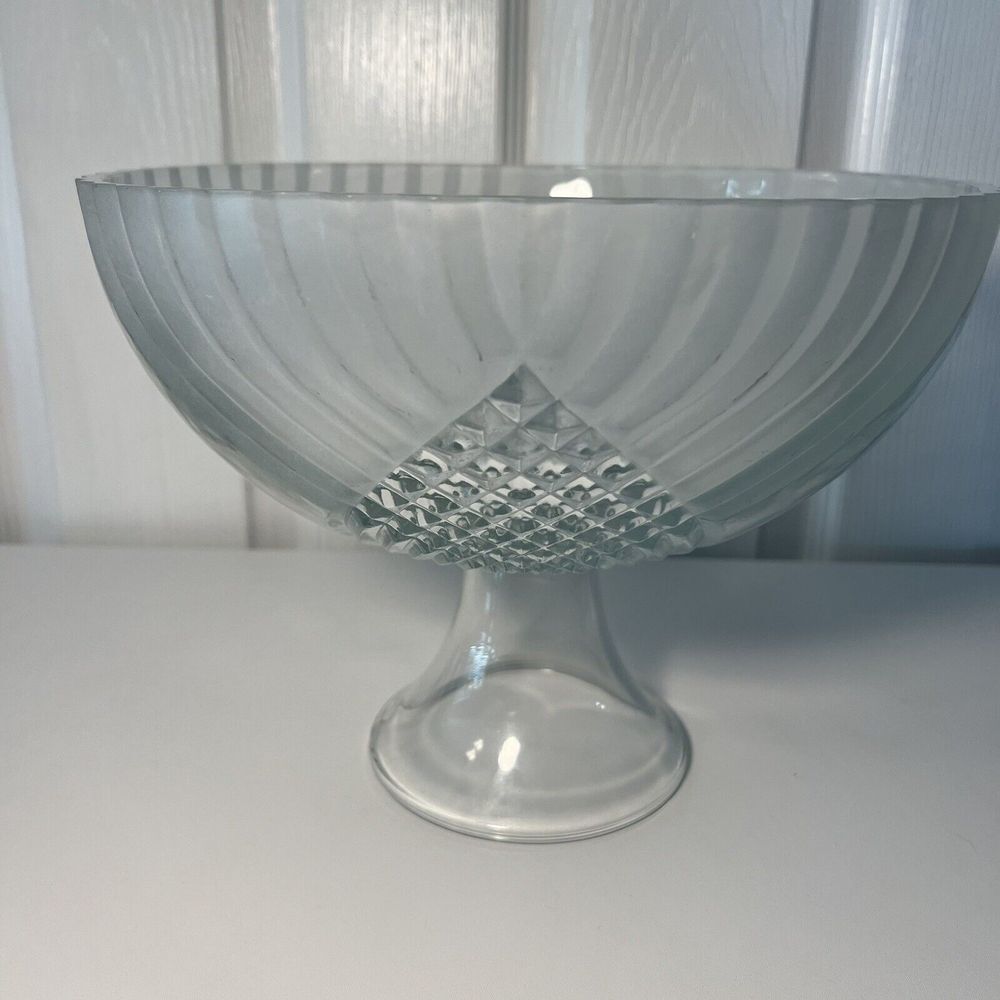 Frosted‎ Clear Glass Bowl Serving Dish 10.5" Dia-Tiara Exclusive Trillium